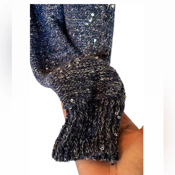 WHBM Blue and Silver Metallic Long Cardigan - Picture 3 of 6